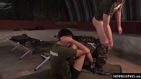 Mateo Roger pranking cadet Frank Bauer turns into hazing fuck
