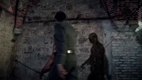 Hanging at the Wall with Her Legs Spread Wide Apart the Female Prisoner Is Made Hot by Lashes