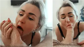 Insatiable Blonde MILF deepthroats big cock
