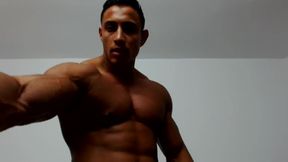 Tanned Smooth Muscled Guy Flexes Nude