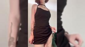 ”#shorthair #sensual #blackdress #minidress #tattoo”