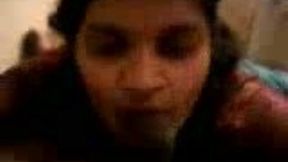 Cute and chubby Indian girlfriend tries hard to suck my cock