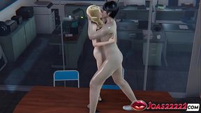 3D Hentai Animation: Hot Blonde Emma in Stockings - Pussy Licking & Standing Masturbation &mdash;  Pildriver Pose POV Squirt