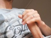 Italian teen strokes his 9 inches cock and ends with a huge cum