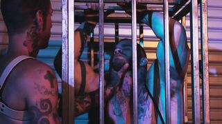 Submissive slave spanked hard while in jail and chains