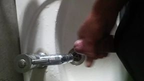 Desi gay jerk off in office wash basin