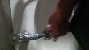 Desi gay jerk off in office wash basin