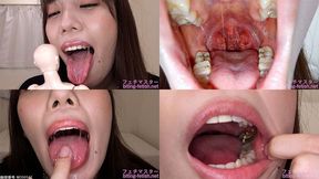 Momo Fukuda - Showing inside cute girl's mouth, chewing gummy candys, sucking fingers, licking and sucking human doll, and chewing dried sardines mout-165 - 1080p