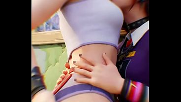 Helsie x Evie lesbian kissing (Fortnite Skins/AI generated)