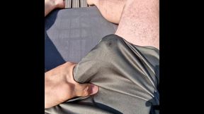 Sunbathing with hard cock. I think my neighbor is watching me