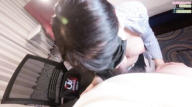 Masked black stockings slut squirts like crazy in a hotel pounding creampie