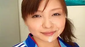 Sporty Asian Babe Sucks Cock Like a Pro On Her Knees