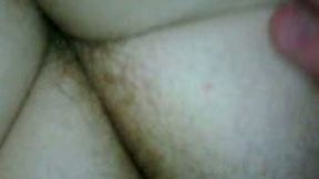 Playing with my chubby MILF wife's big hairy ass