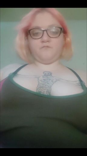 Amputee Playing with Her Huge Tits - Slow Motion