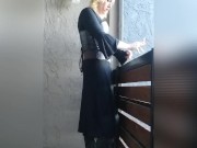 Smoking blonde goth.