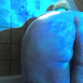 Blue Light Glistening Fat Tits