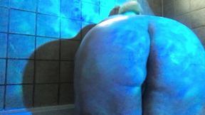 Blue Light Glistening Fat Tits