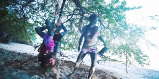 Alternative girls SHIBARI - outdoor public kinbaku rope play action with tattooed TEENS - bondage