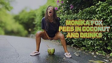 Monika Fox Pees In Coconut And Drinks