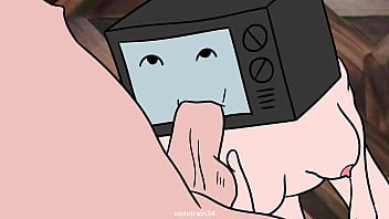 Cartoon Cameraman gets a wild blowjob from a sexy anime woman