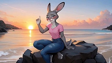 Fucking the new resident of my city. She's a furry rabbit and she came a lot on my dick.