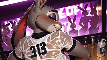 Fucking the new resident of my city. She's a furry rabbit and she came a lot on my dick.