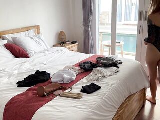 Folding Garments In A TRANSPARENT Sparkly Bodysuit