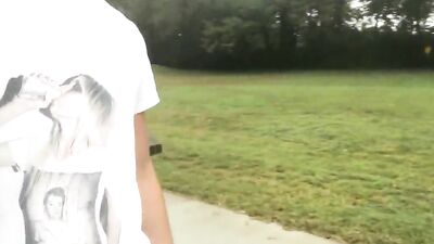 Nerdy guy sucks a cock and gets fucked in the yard