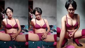 sexy hot body trans transgender slut jerk cock & solo cum