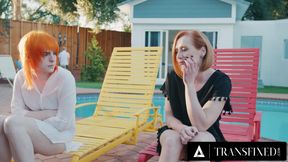 TRANSFIXED - 2 Ginger Transgenders Fuck Cis Woman Kenzie Anne