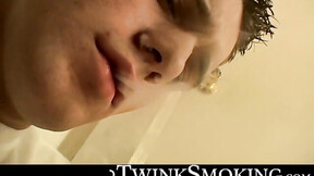 ”Jock Bryce Corbin oozed cum after blowing smoke & jerking in the hallway”