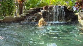 Kara Novak and Cheyenne Cooper have fun with a dildo outside