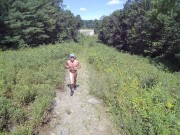 A naked jog with a drone follower