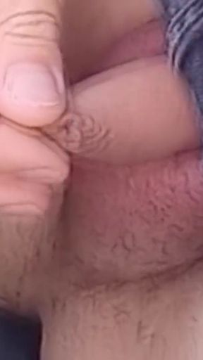 Jon Arteen gay twink's soft strokes risky outdoor, caught or not   Clip 1
