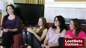 Sexy lesbians strip down for friendly game competition