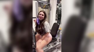 LONG BUTT WHITE WOMEN gets hit inside gym