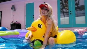 Ama Rio: Punishing The Pool Perv - Inflatable Mass Pop by Hot Blonde Lifeguard - mp4 4k