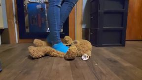 Blue sock teddy trample