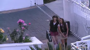 Curious girls getting out of hand when home alone