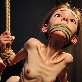 Skinny Slave Girl Bound Tight - Desperate &amp; Begging for Mercy