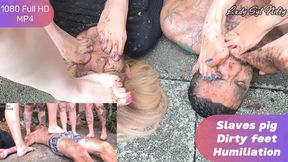 Piggy slaves have to eat mud. 1080 FHD