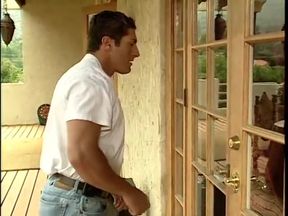 Muscled guy gives brunette a hard fucking