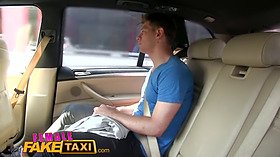 Licky Lex, the horny blonde taxi driver, gives young guy a wild ride