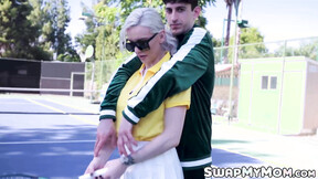 Friendly tennis match turns into a stepson swap with Stepmoms Kenzie Taylor & Mon