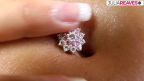 Horny babe fucks her shaved pussy with a huge dildo