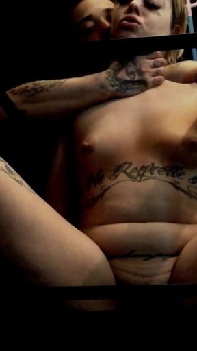 Captivating moment from &quot;Slave Cage ... Horny goth milf gets dominated  , sucking a big cock while being restraint tied up&quot;