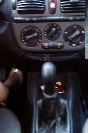Sensual Driving in Nude Gianvito Rossi's Pumps and Handjobbing My Car's Gear Stick