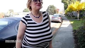 Teasing my neighbour with my massive tits