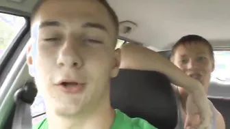 Russian Twinks Strip Naked and Jerk Off in Public