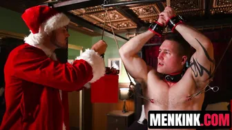 Christian Wilde dominates bound Baxxx in rough Christmas gangbang